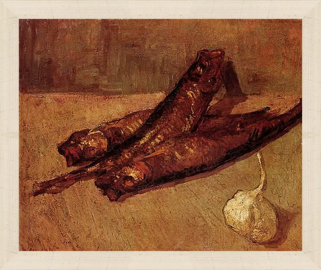 Картина в раме - Still Life with Bloaters and Garlic. Винсент Ван Гог