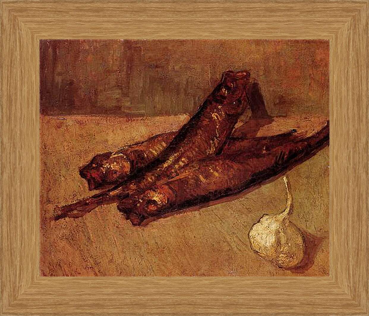 Картина в раме - Still Life with Bloaters and Garlic. Винсент Ван Гог