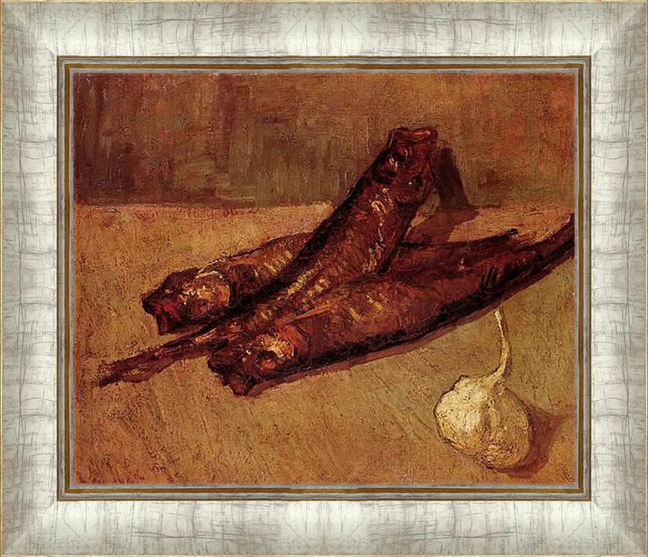 Картина в раме - Still Life with Bloaters and Garlic. Винсент Ван Гог