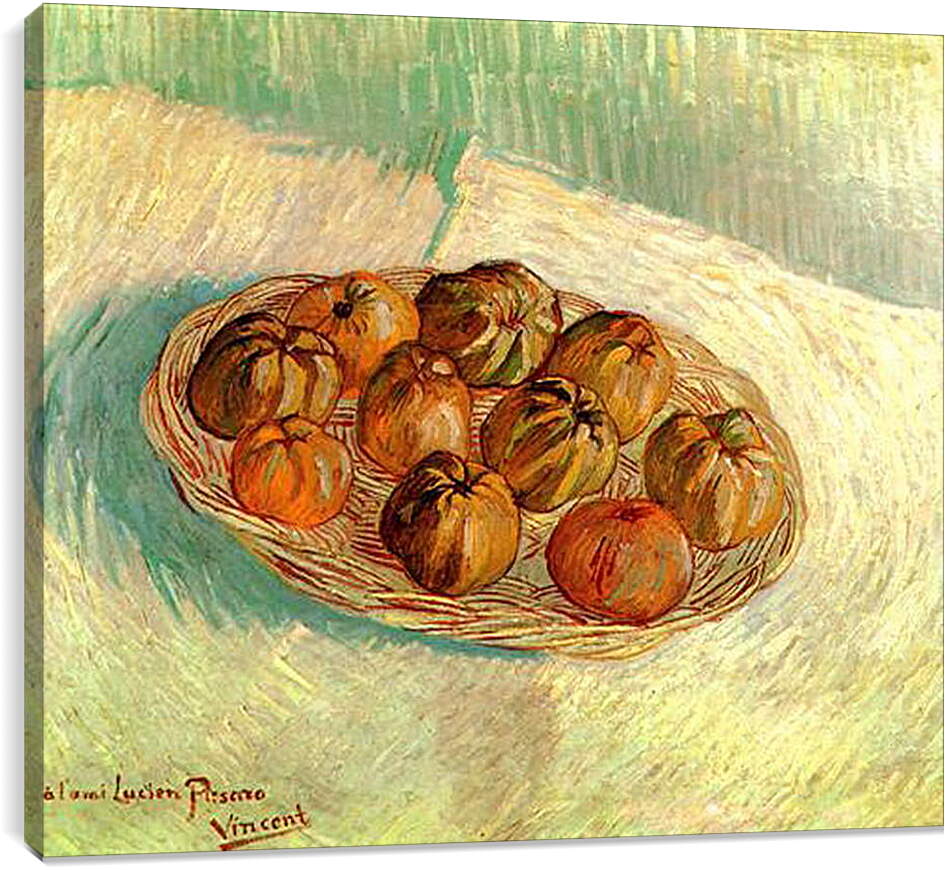 Постер и плакат - Still Life with Basket of Apples to Lucien Pissarro. Винсент Ван Гог