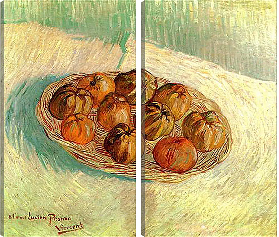 Модульная картина - Still Life with Basket of Apples to Lucien Pissarro. Винсент Ван Гог