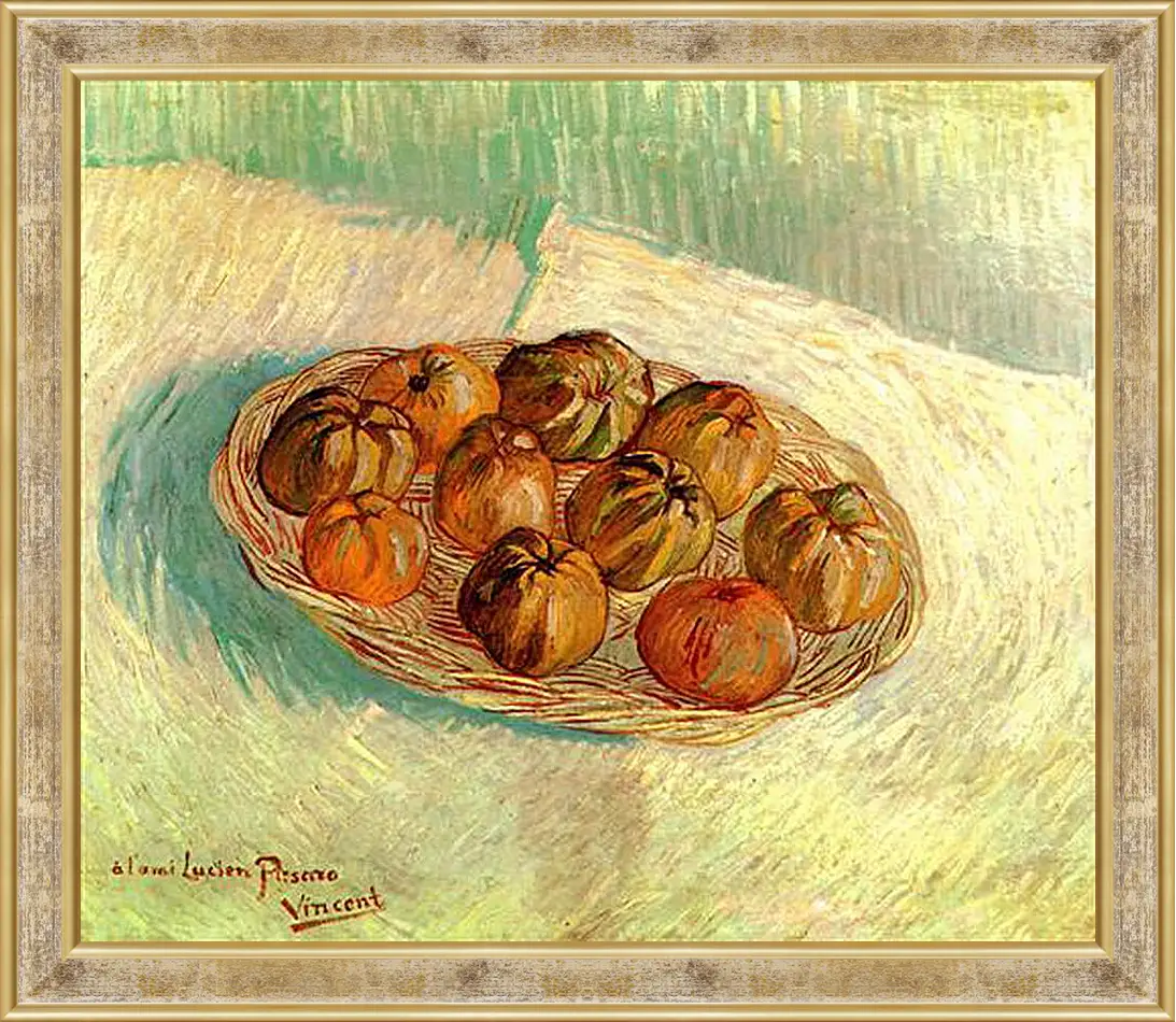 Картина в раме - Still Life with Basket of Apples to Lucien Pissarro. Винсент Ван Гог