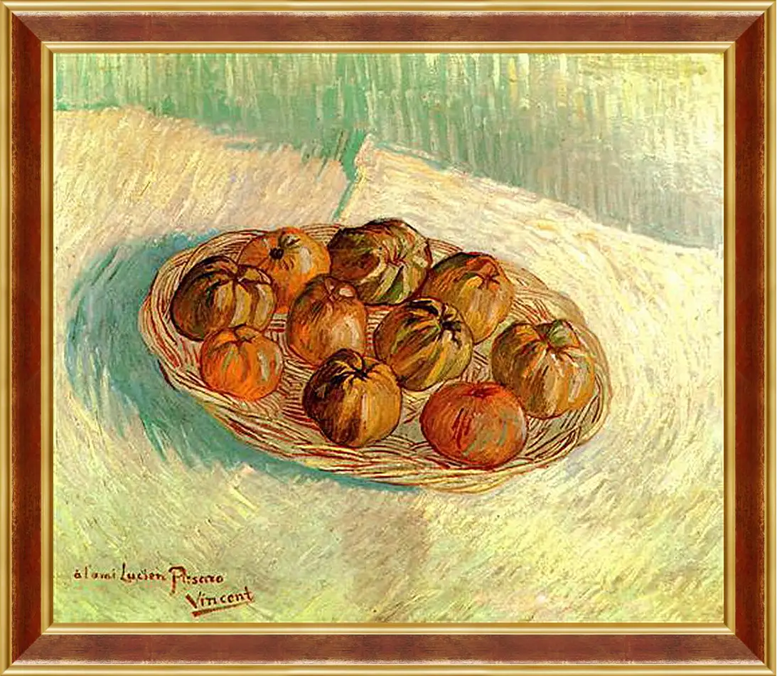 Картина в раме - Still Life with Basket of Apples to Lucien Pissarro. Винсент Ван Гог