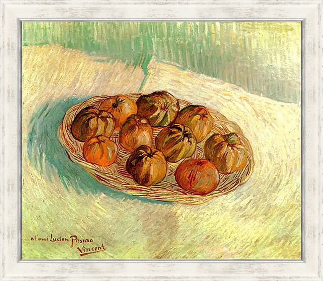 Картина в раме - Still Life with Basket of Apples to Lucien Pissarro. Винсент Ван Гог