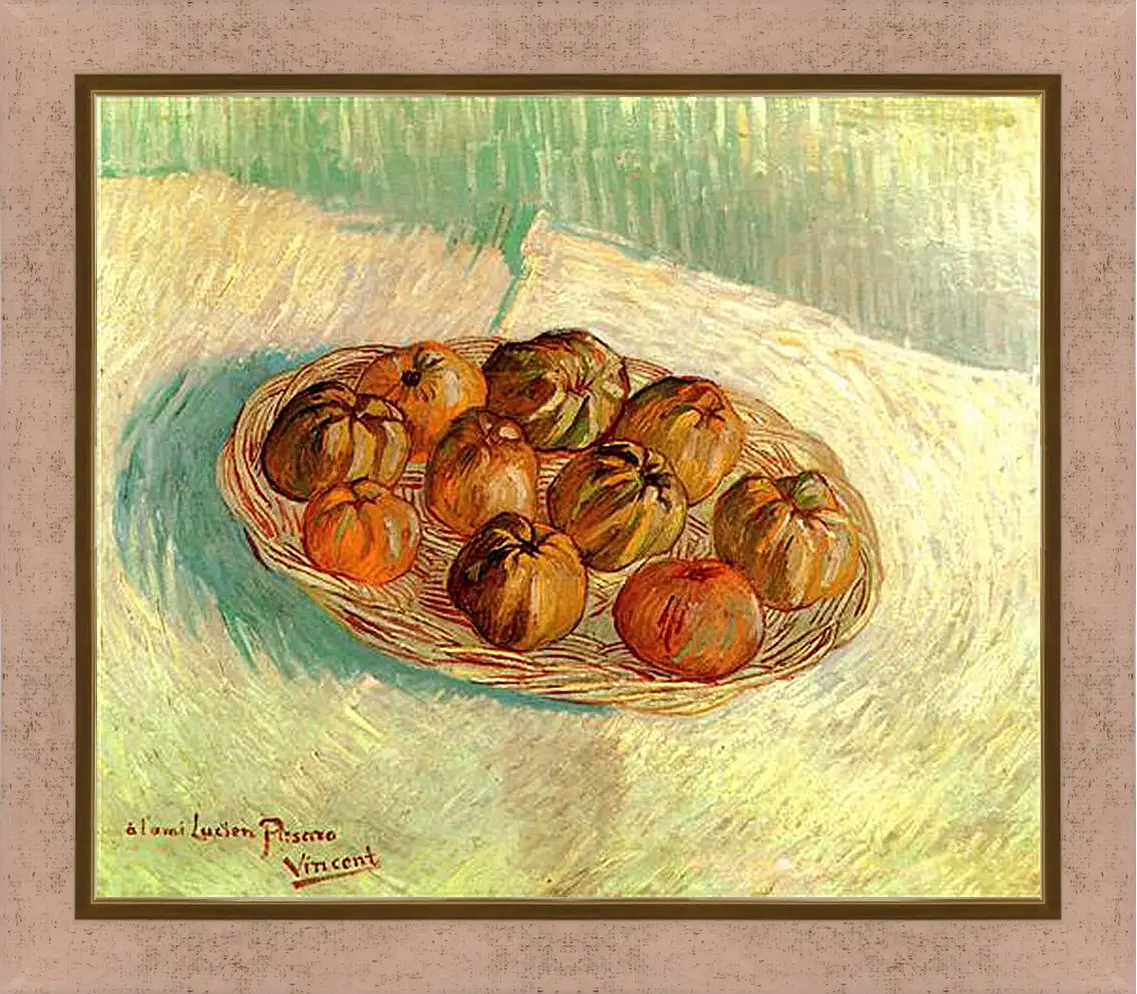 Картина в раме - Still Life with Basket of Apples to Lucien Pissarro. Винсент Ван Гог