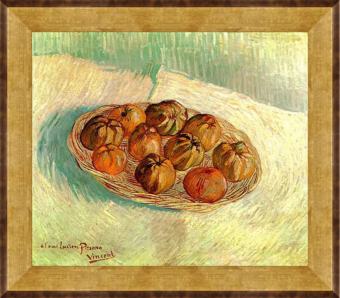 Картина в раме - Still Life with Basket of Apples to Lucien Pissarro. Винсент Ван Гог