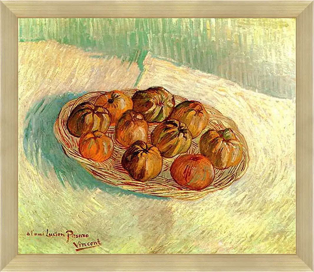 Картина в раме - Still Life with Basket of Apples to Lucien Pissarro. Винсент Ван Гог