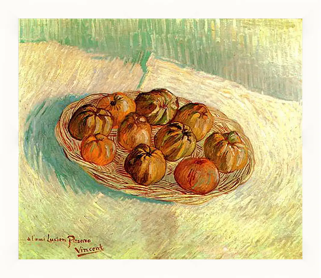 Картина в раме - Still Life with Basket of Apples to Lucien Pissarro. Винсент Ван Гог