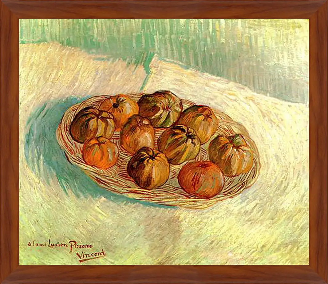 Картина в раме - Still Life with Basket of Apples to Lucien Pissarro. Винсент Ван Гог