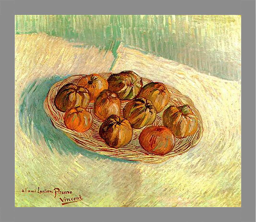 Картина в раме - Still Life with Basket of Apples to Lucien Pissarro. Винсент Ван Гог