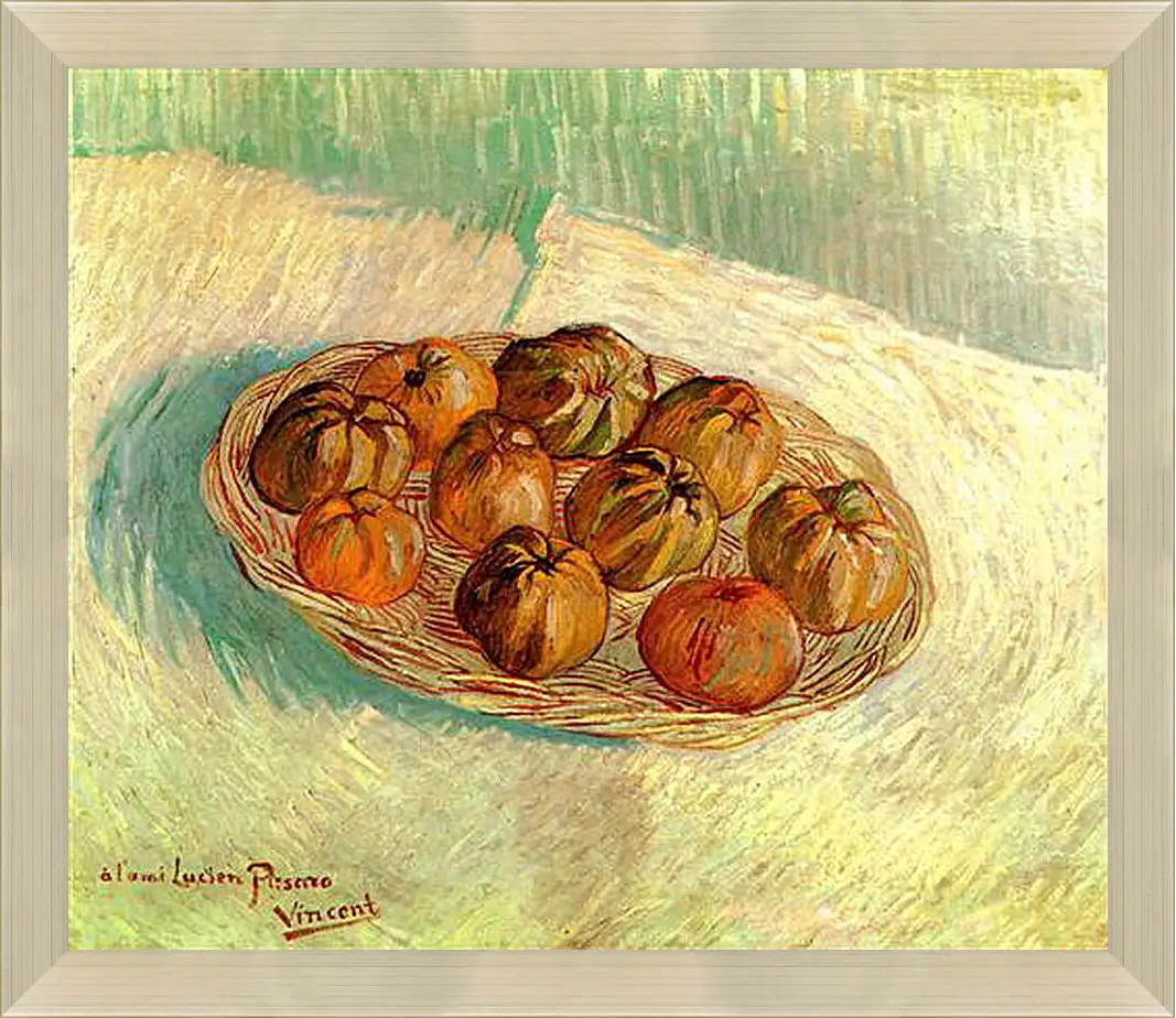 Картина в раме - Still Life with Basket of Apples to Lucien Pissarro. Винсент Ван Гог