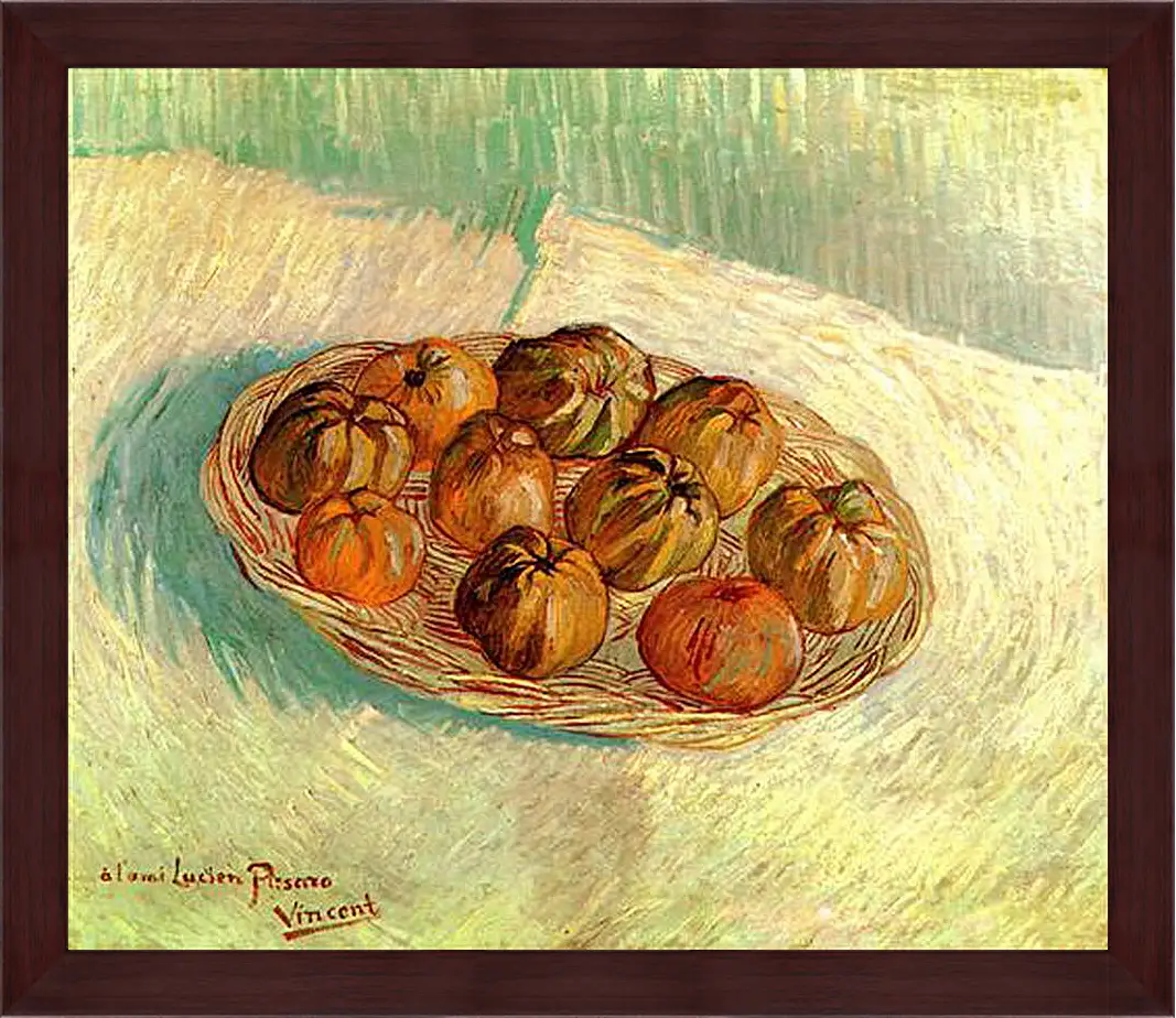 Картина в раме - Still Life with Basket of Apples to Lucien Pissarro. Винсент Ван Гог