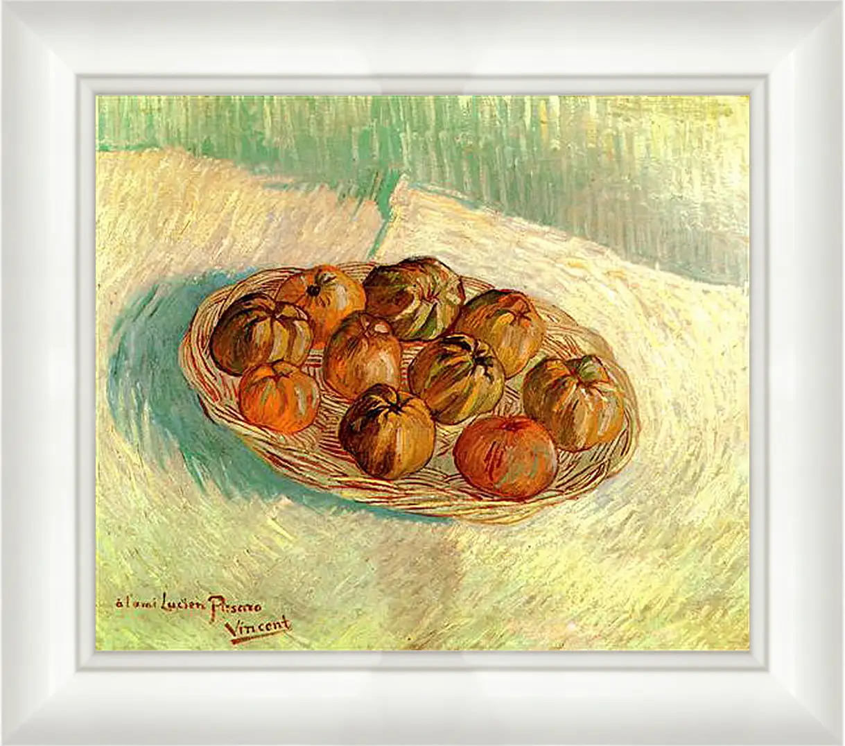 Картина в раме - Still Life with Basket of Apples to Lucien Pissarro. Винсент Ван Гог