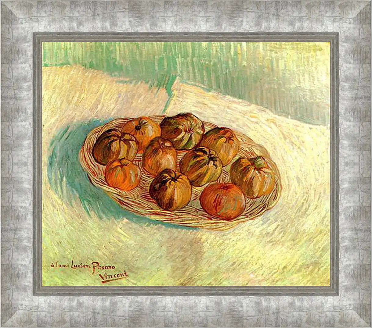 Картина в раме - Still Life with Basket of Apples to Lucien Pissarro. Винсент Ван Гог