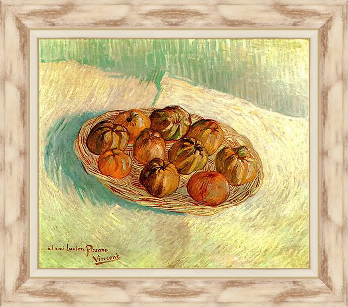 Картина в раме - Still Life with Basket of Apples to Lucien Pissarro. Винсент Ван Гог