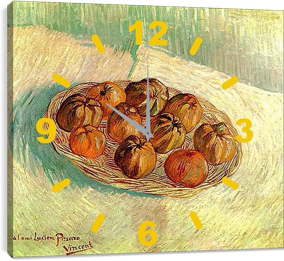 Часы картина - Still Life with Basket of Apples to Lucien Pissarro. Винсент Ван Гог