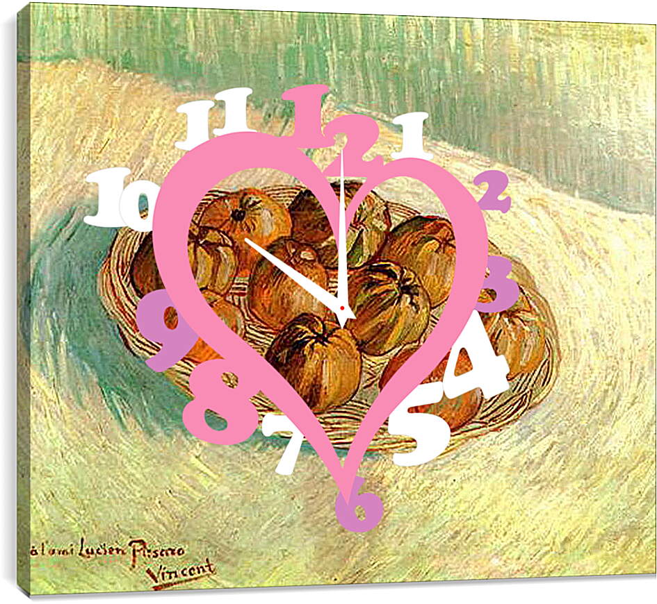 Часы картина - Still Life with Basket of Apples to Lucien Pissarro. Винсент Ван Гог
