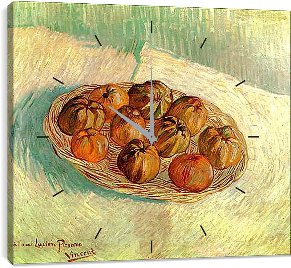 Часы картина - Still Life with Basket of Apples to Lucien Pissarro. Винсент Ван Гог