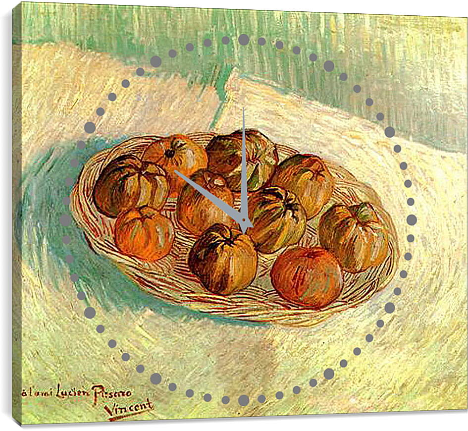 Часы картина - Still Life with Basket of Apples to Lucien Pissarro. Винсент Ван Гог