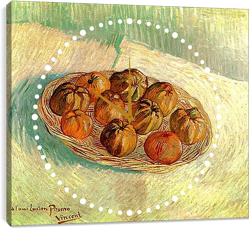 Часы картина - Still Life with Basket of Apples to Lucien Pissarro. Винсент Ван Гог