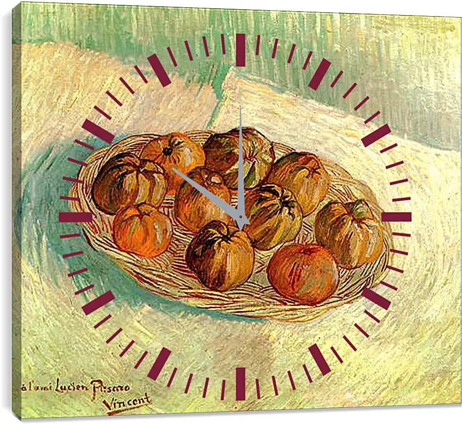 Часы картина - Still Life with Basket of Apples to Lucien Pissarro. Винсент Ван Гог