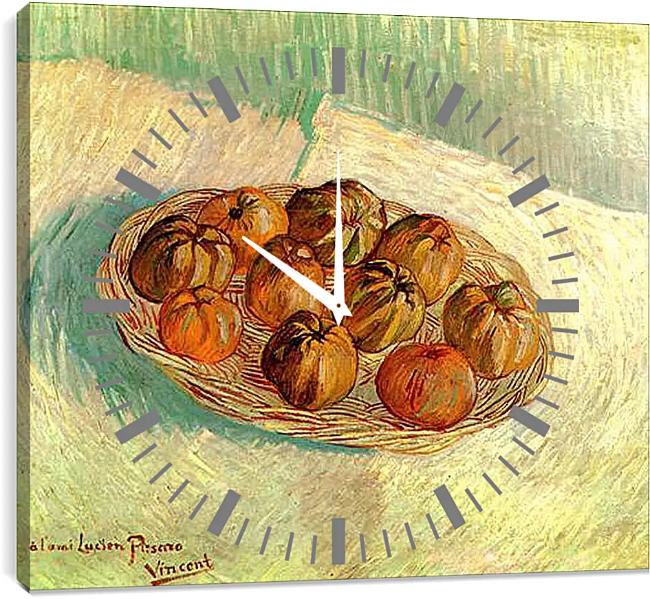 Часы картина - Still Life with Basket of Apples to Lucien Pissarro. Винсент Ван Гог