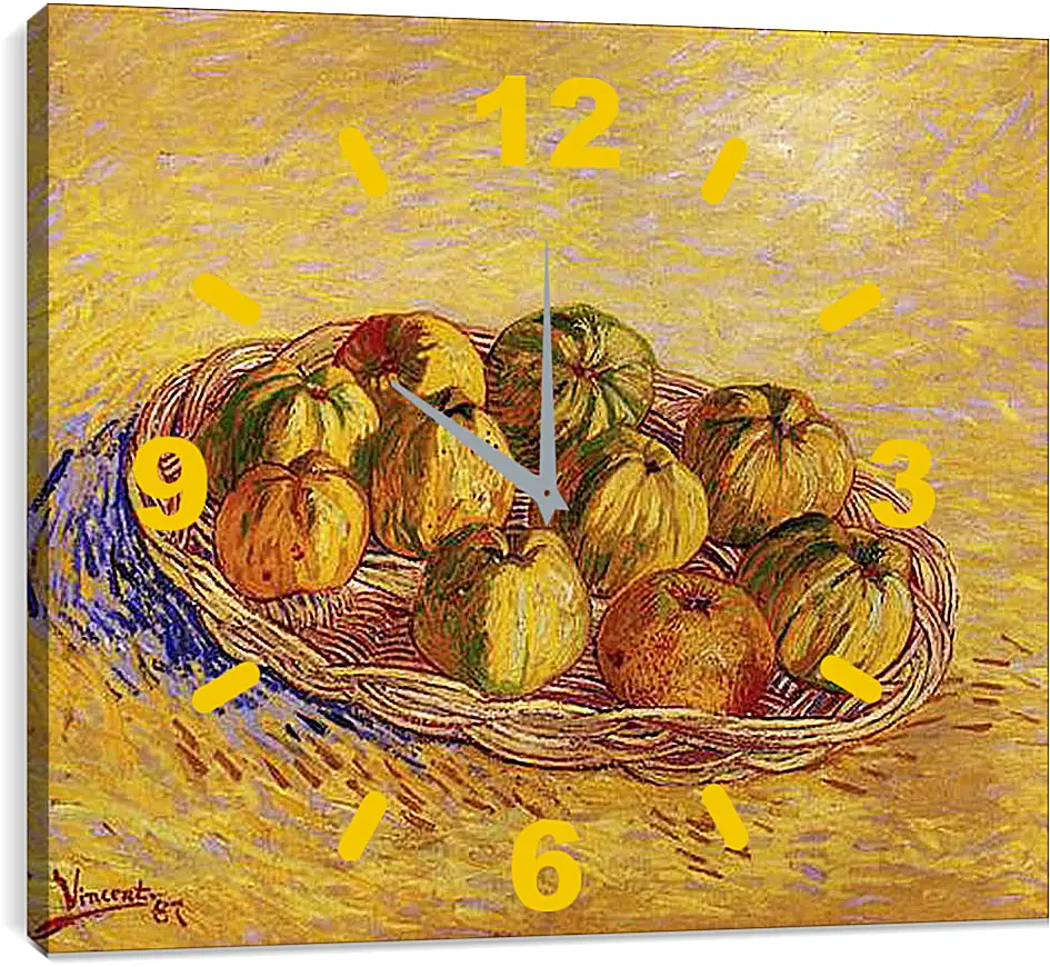 Часы картина - Still Life with Basket of Apples. Винсент Ван Гог