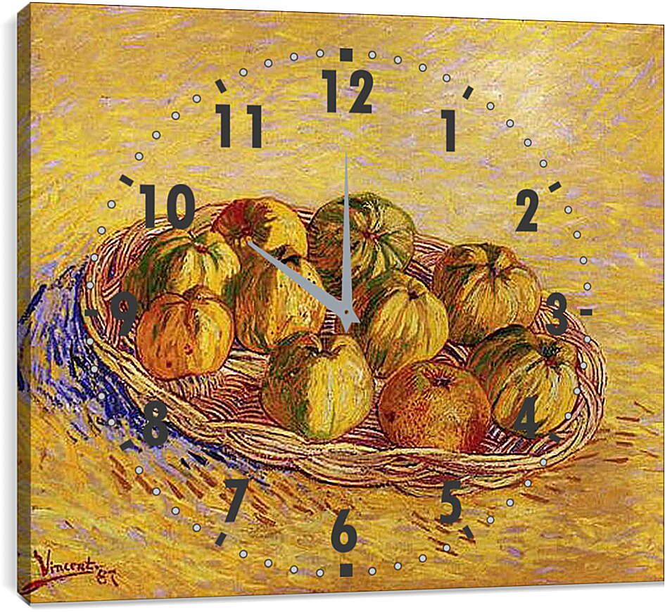 Часы картина - Still Life with Basket of Apples. Винсент Ван Гог