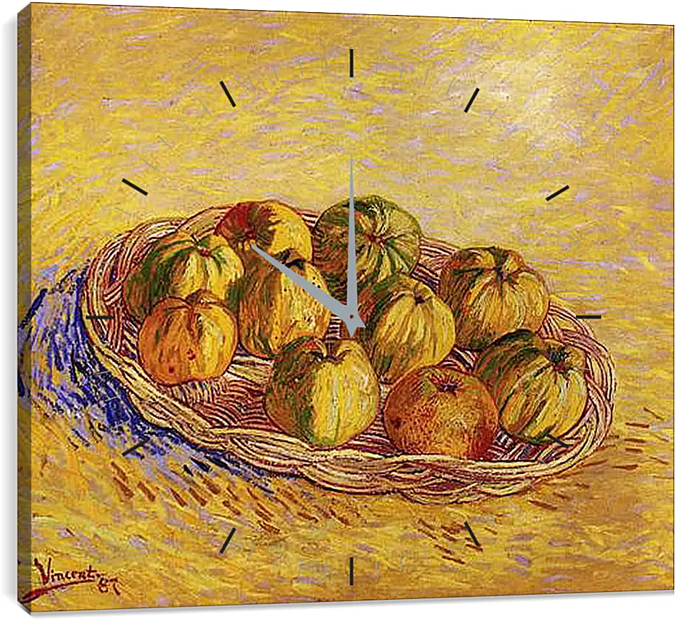 Часы картина - Still Life with Basket of Apples. Винсент Ван Гог