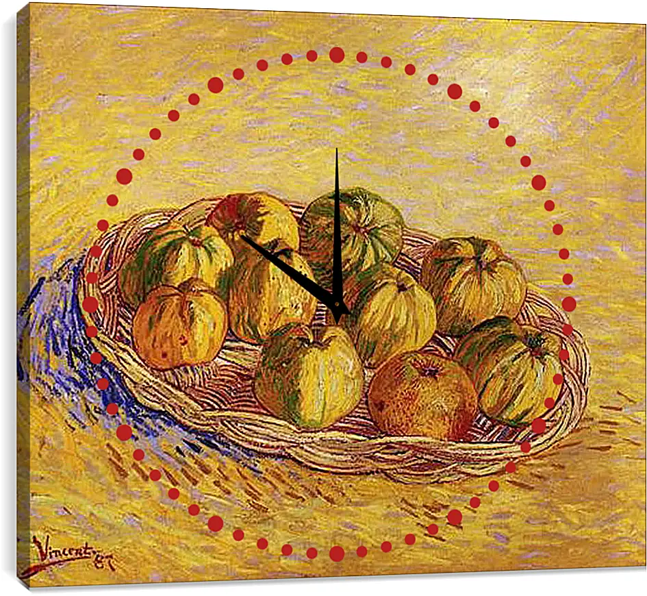 Часы картина - Still Life with Basket of Apples. Винсент Ван Гог