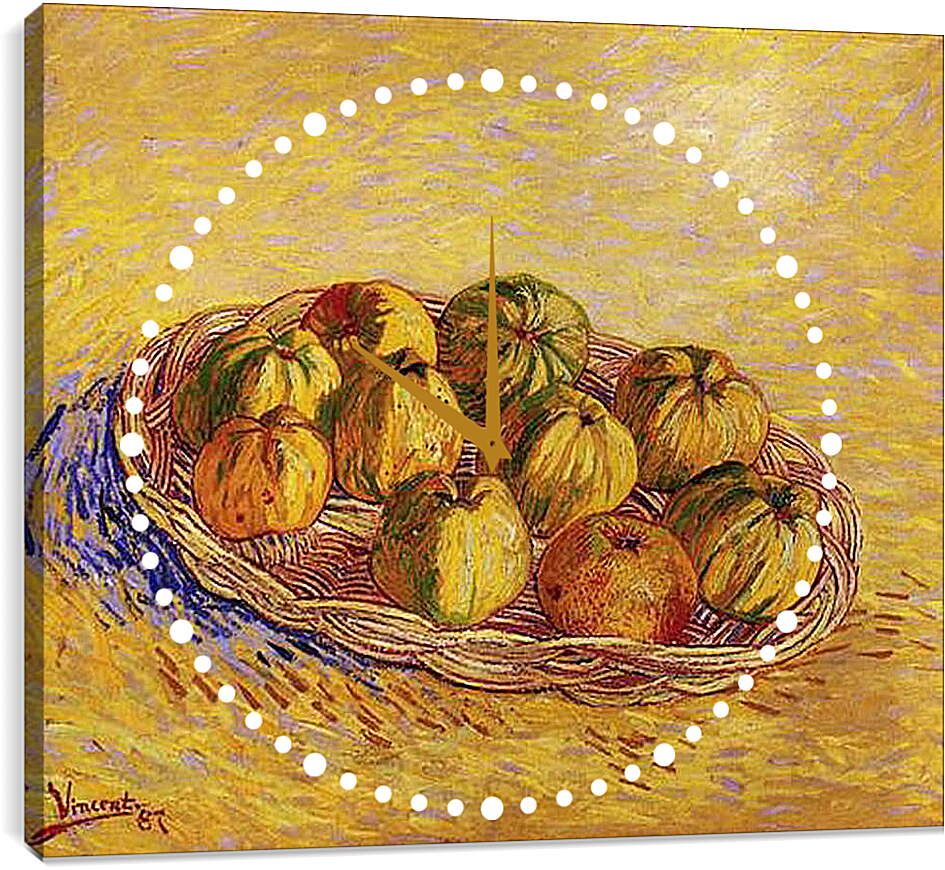 Часы картина - Still Life with Basket of Apples. Винсент Ван Гог