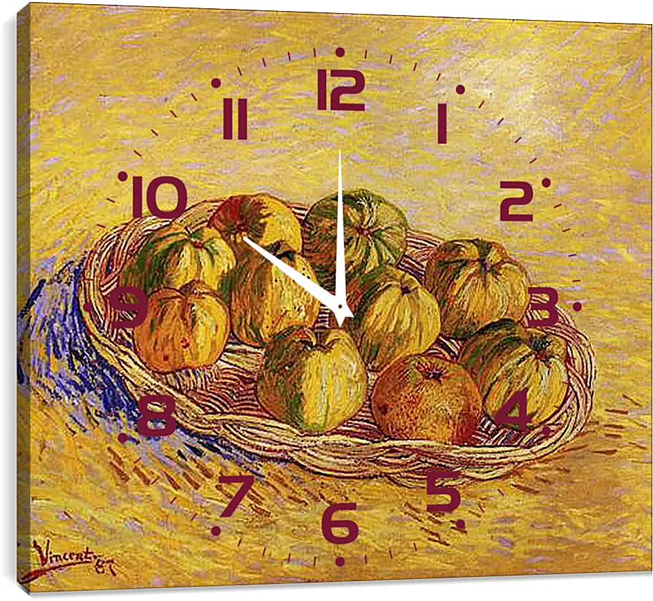 Часы картина - Still Life with Basket of Apples. Винсент Ван Гог