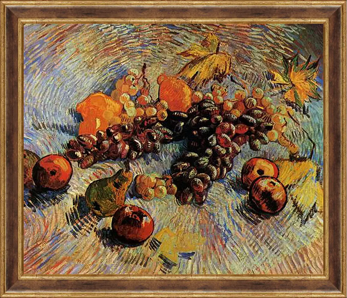 Картина в раме - Still Life with Apples, Pears, Lemons and Grapes. Винсент Ван Гог