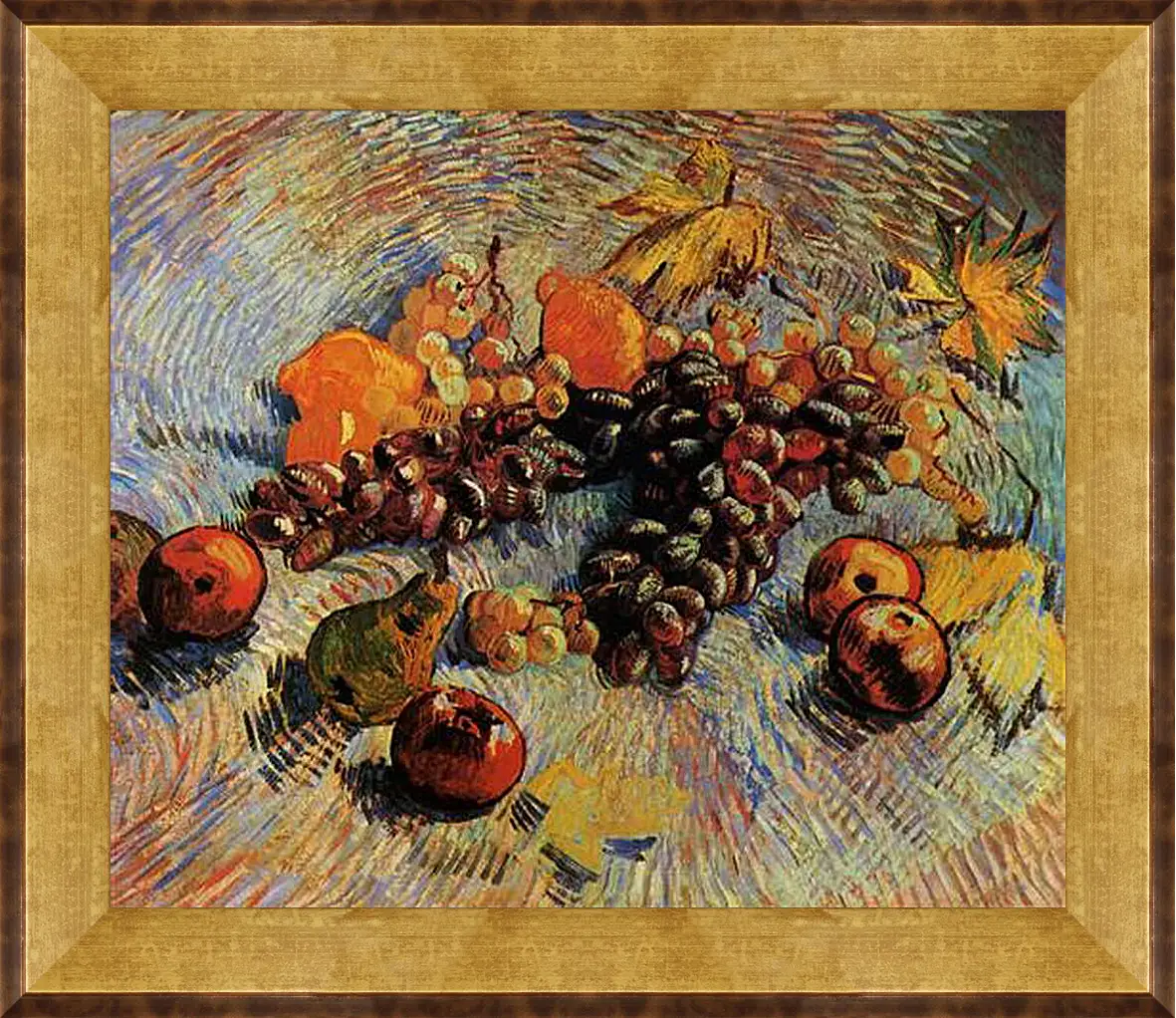 Картина в раме - Still Life with Apples, Pears, Lemons and Grapes. Винсент Ван Гог