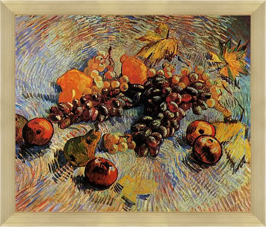 Картина в раме - Still Life with Apples, Pears, Lemons and Grapes. Винсент Ван Гог