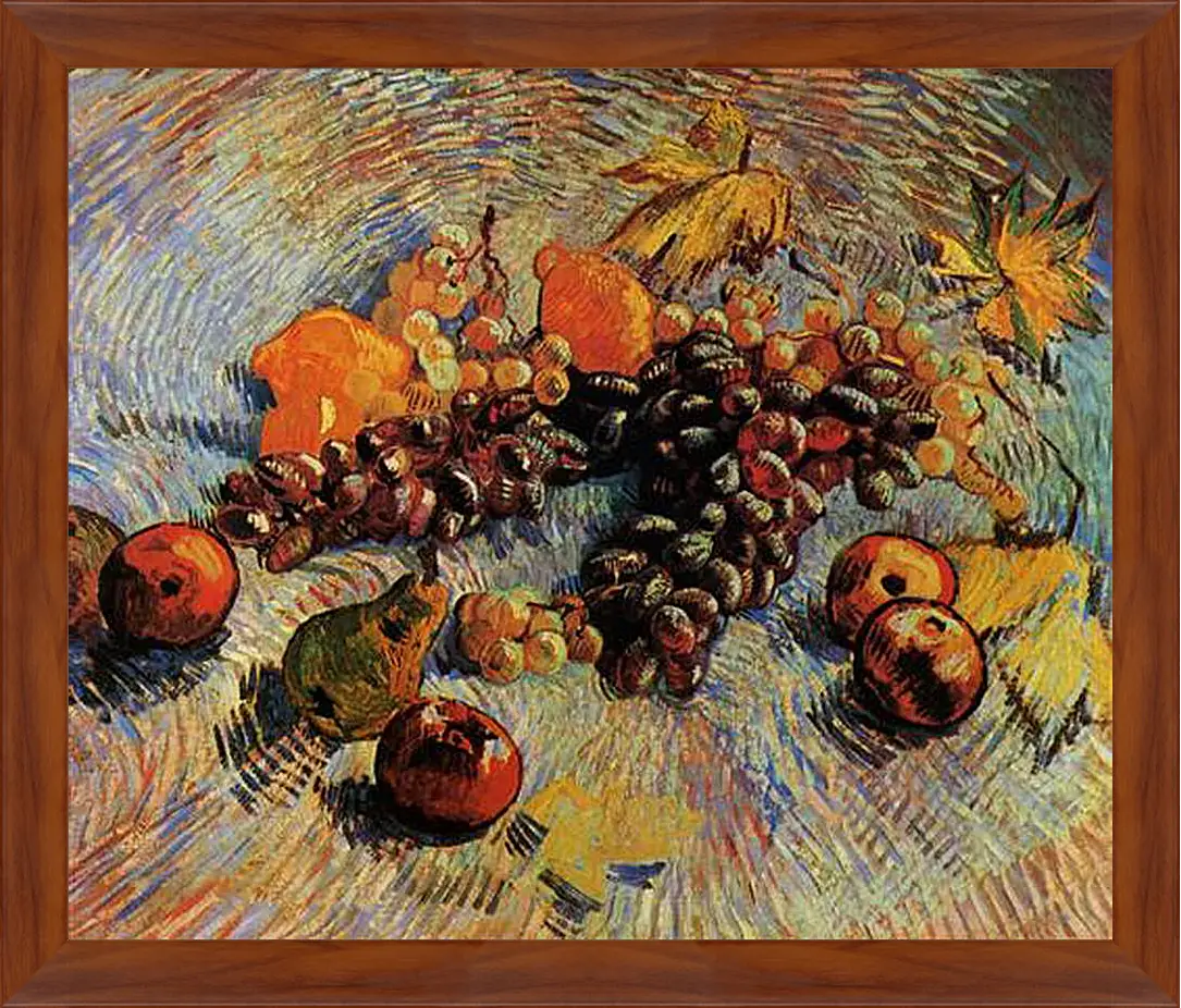 Картина в раме - Still Life with Apples, Pears, Lemons and Grapes. Винсент Ван Гог