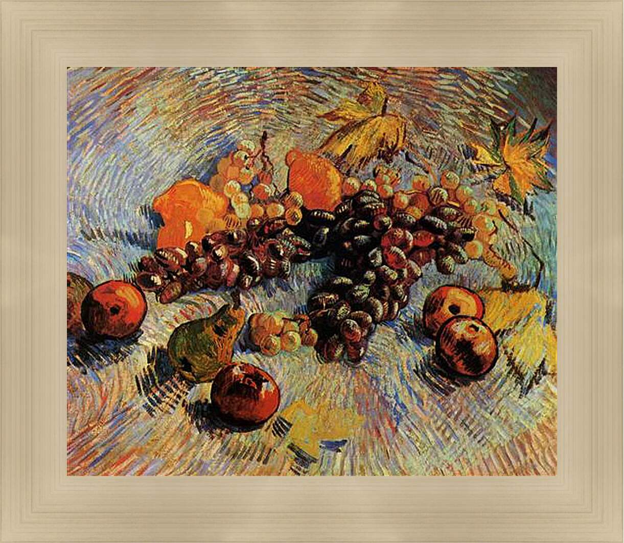 Картина в раме - Still Life with Apples, Pears, Lemons and Grapes. Винсент Ван Гог