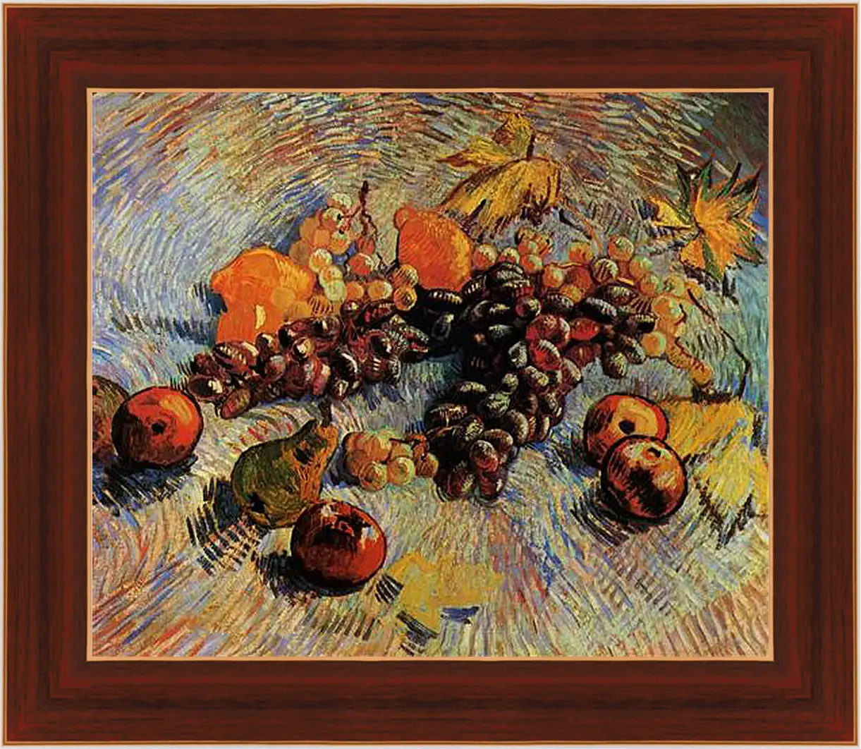 Картина в раме - Still Life with Apples, Pears, Lemons and Grapes. Винсент Ван Гог