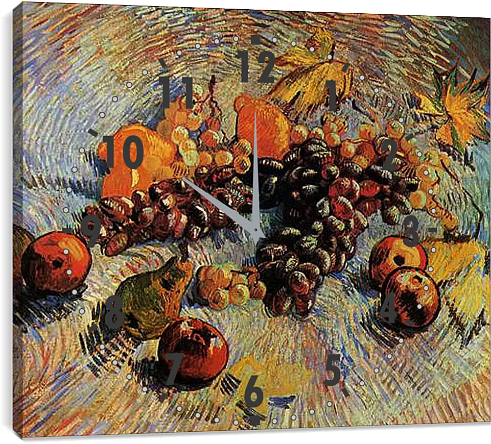 Часы картина - Still Life with Apples, Pears, Lemons and Grapes. Винсент Ван Гог