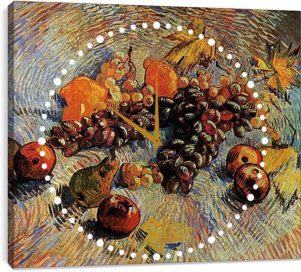 Часы картина - Still Life with Apples, Pears, Lemons and Grapes. Винсент Ван Гог