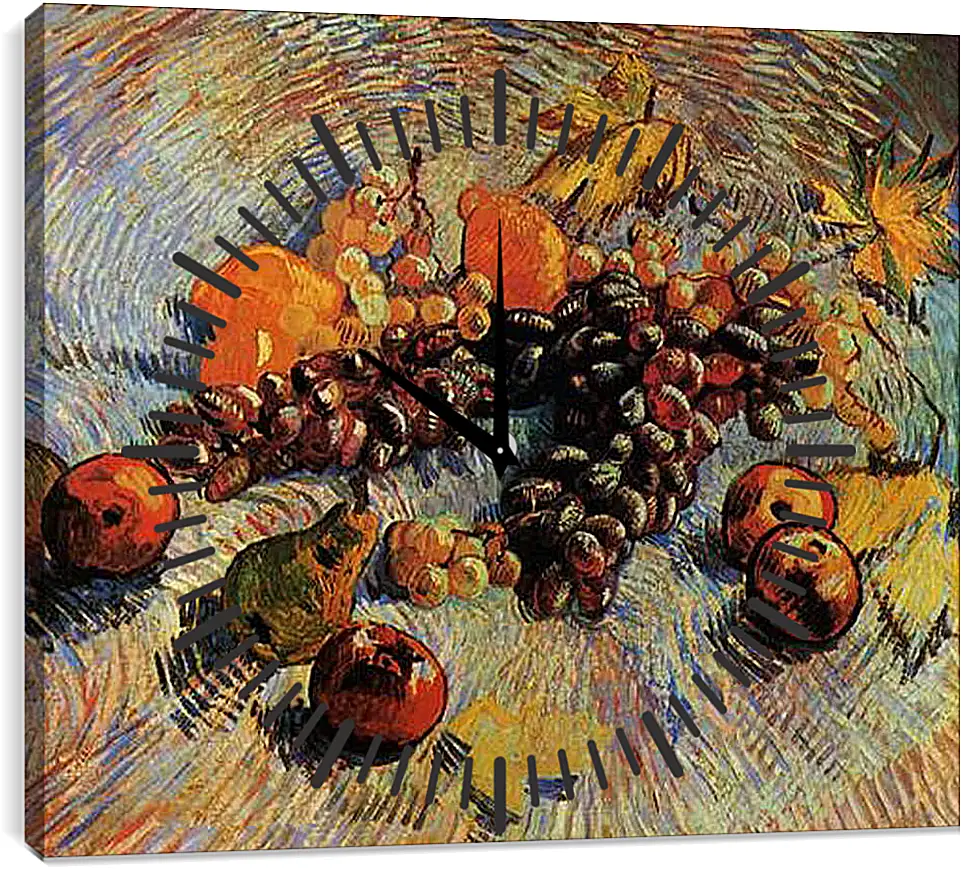 Часы картина - Still Life with Apples, Pears, Lemons and Grapes. Винсент Ван Гог