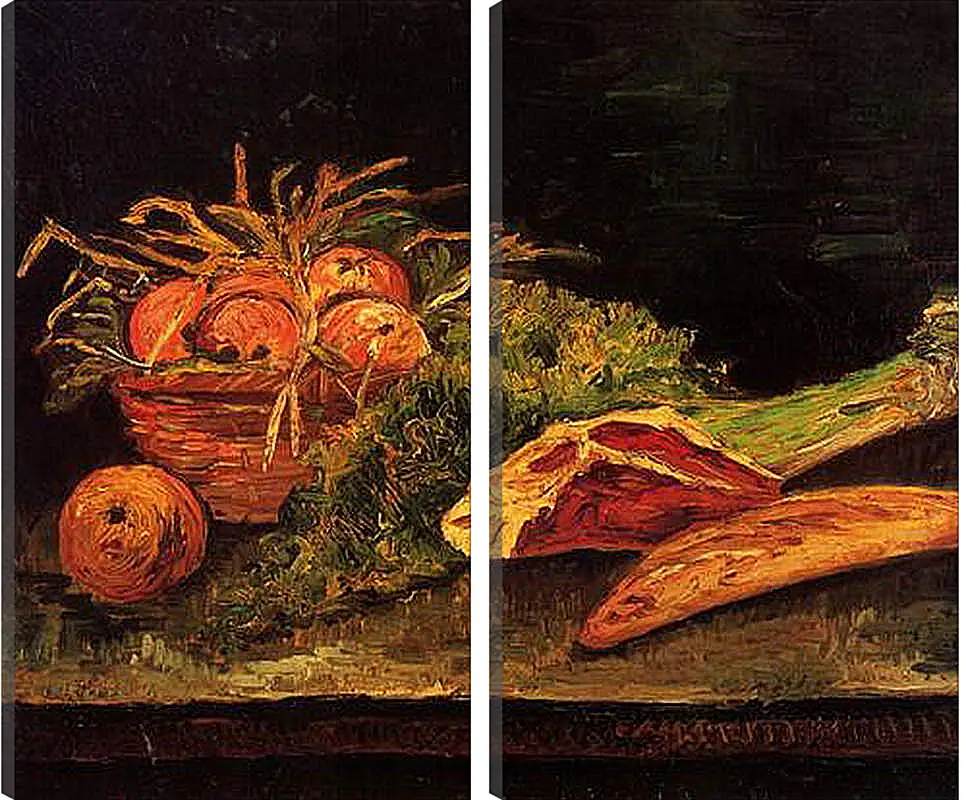 Модульная картина - Still Life with Apples, Meat and a Roll. Винсент Ван Гог