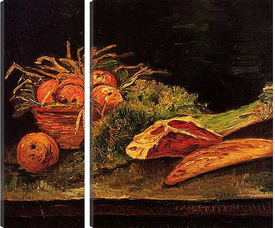 Модульная картина - Still Life with Apples, Meat and a Roll. Винсент Ван Гог