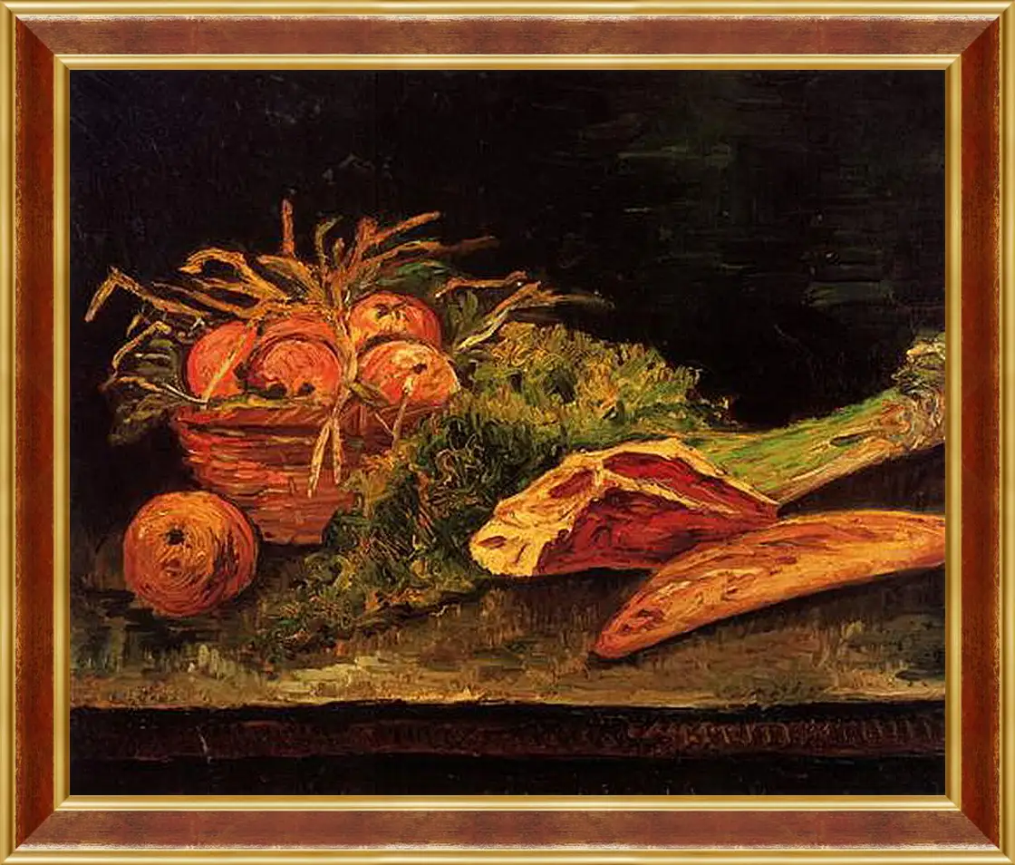 Картина в раме - Still Life with Apples, Meat and a Roll. Винсент Ван Гог