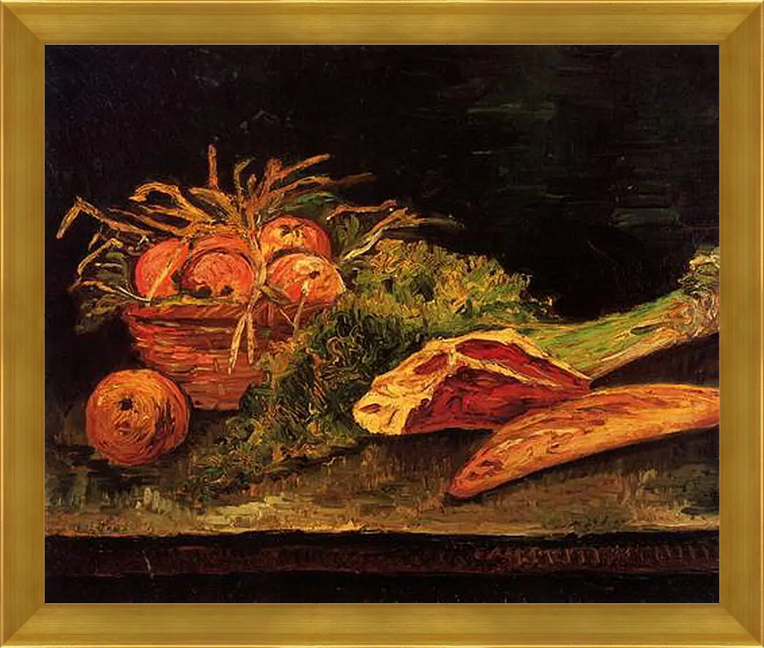 Картина в раме - Still Life with Apples, Meat and a Roll. Винсент Ван Гог