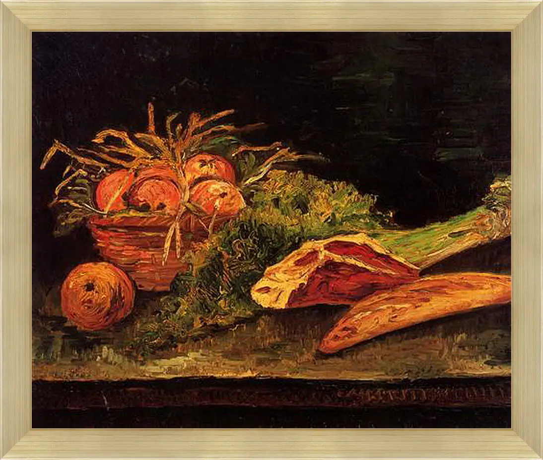 Картина в раме - Still Life with Apples, Meat and a Roll. Винсент Ван Гог