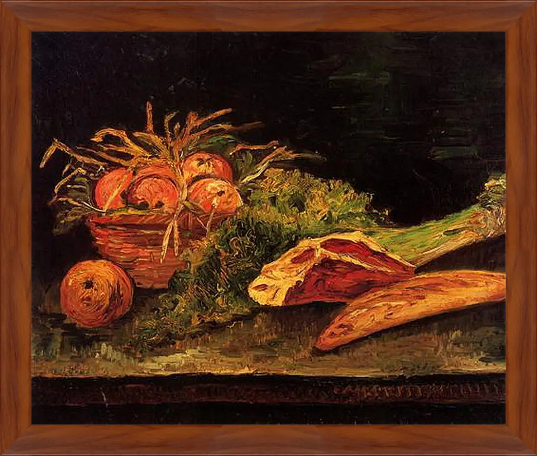 Картина в раме - Still Life with Apples, Meat and a Roll. Винсент Ван Гог