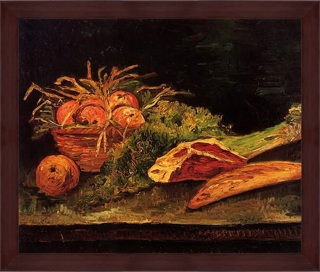 Картина в раме - Still Life with Apples, Meat and a Roll. Винсент Ван Гог