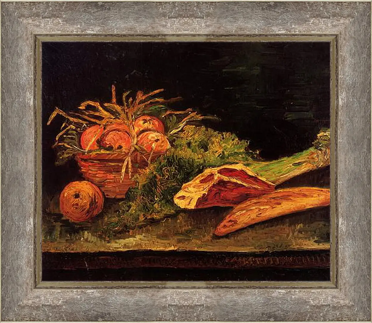 Картина в раме - Still Life with Apples, Meat and a Roll. Винсент Ван Гог