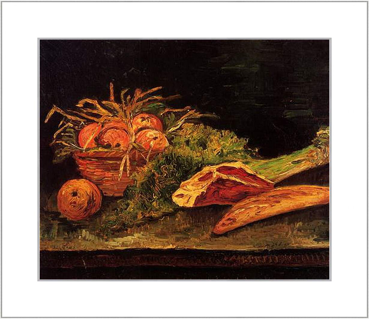 Картина в раме - Still Life with Apples, Meat and a Roll. Винсент Ван Гог